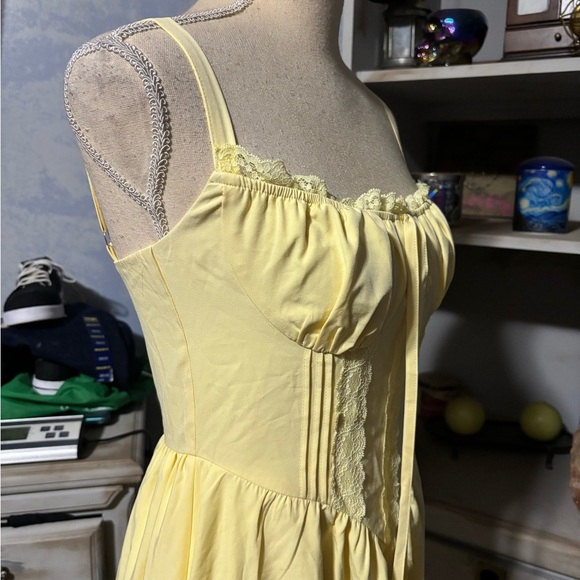 Marthea Yellow Corset Midi Dress Bustier Sundress Cottagecore XS NWT - Picture 8 of 13